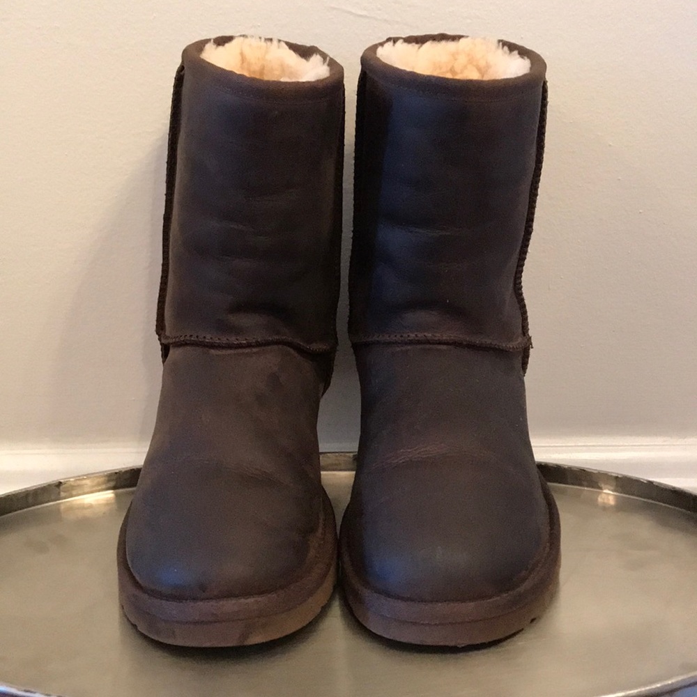 Dark brown leather Uggs